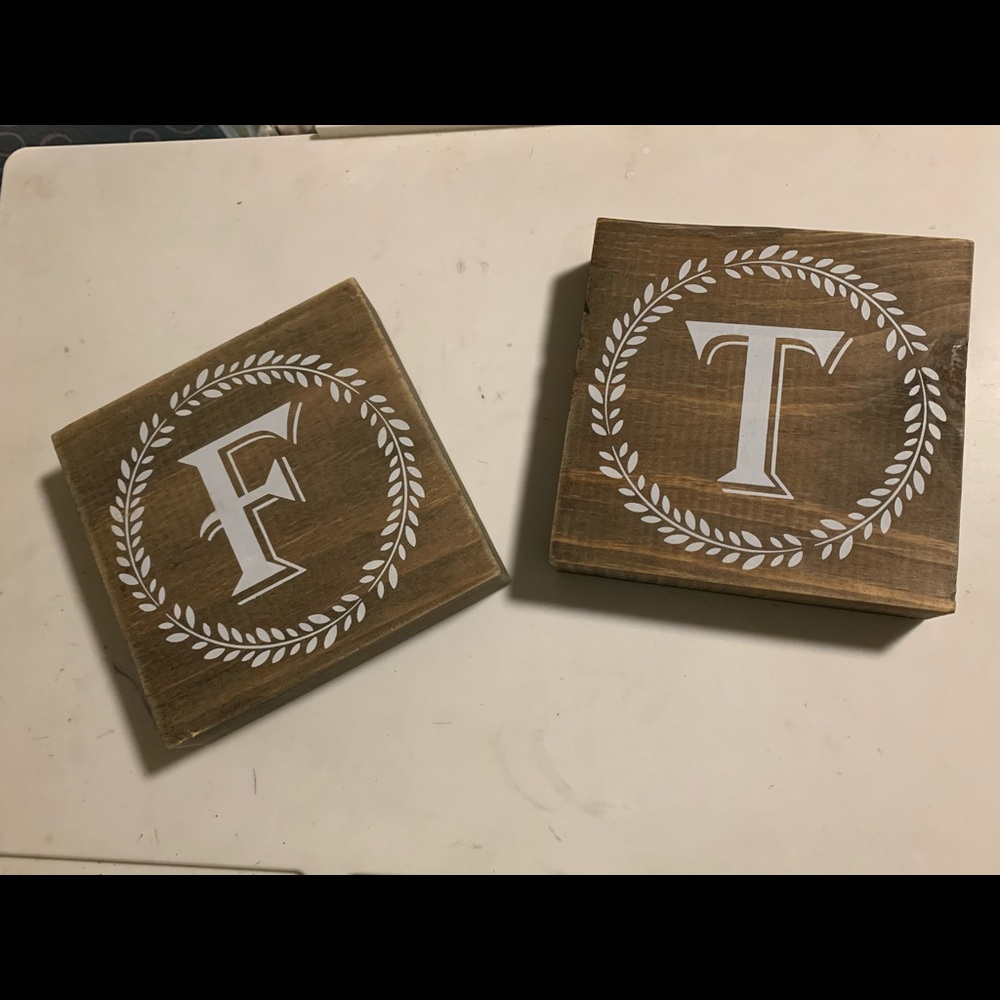 #4- “T” & “F” Wood Letter Blocks Decor